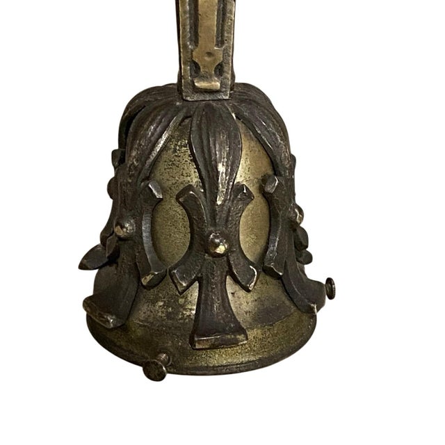 Glass Antique Art Nouveau Patinated Brass & Opal Glass 5-Light Chandelier For Sale - Image 7 of 12