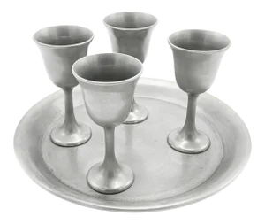Mid-Century Modern Fb Rogers Silver Mini Goblets / Cordials With Serving Tray - 5 Pieces