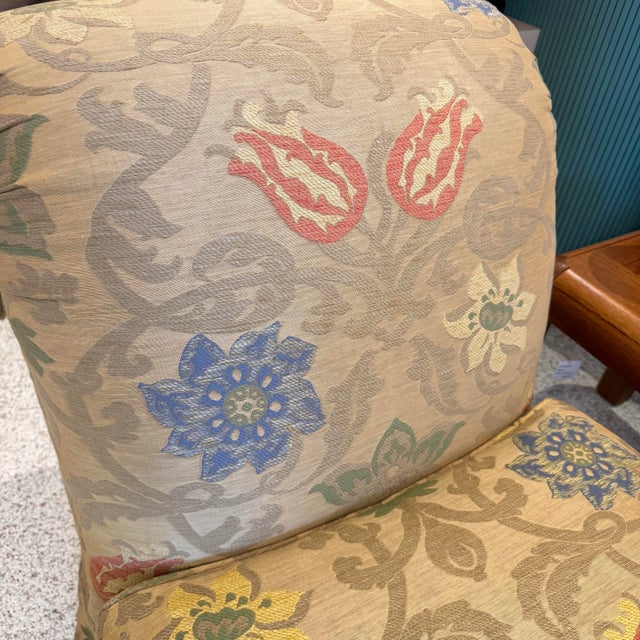 Textile Vintage Gold Upholstered Slipper Chair For Sale - Image 7 of 11