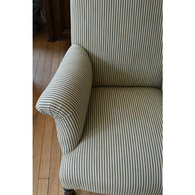 Green 1930's French Upholstered Striped Lounge Chairs For Sale - Image 8 of 16