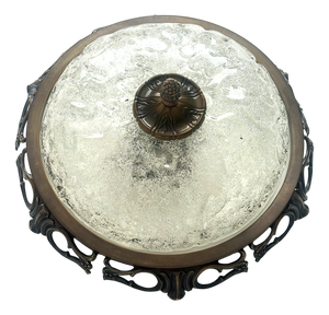 Antique Brass and Ice Glass Ceiling Lamp from Schröder & Co., 1960s
