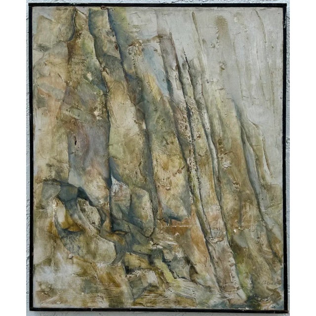 Add an earthy, textured touch to your space with this vintage boho abstract oil painting on canvas. This piece offers a...