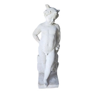 Garden Statue in Reconstituted Stone Depicting a Young Faun, 20th Century For Sale