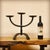 Brutalist Three-Light Chandelier in Hammered Wrought Iron, France, 1960s For Sale - Image 4 of 16