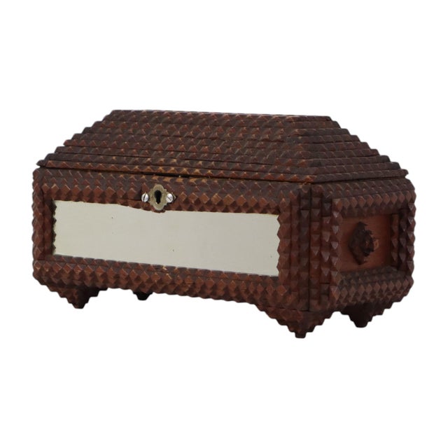Antique Folk Art Tramp Art Box with Mirrors, 1890s For Sale - Image 16 of 16