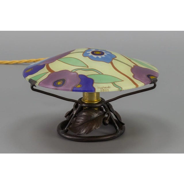 Art Deco Enameled Glass Table Lamp by Maxonade Verrier Dart, Paris For Sale - Image 11 of 18