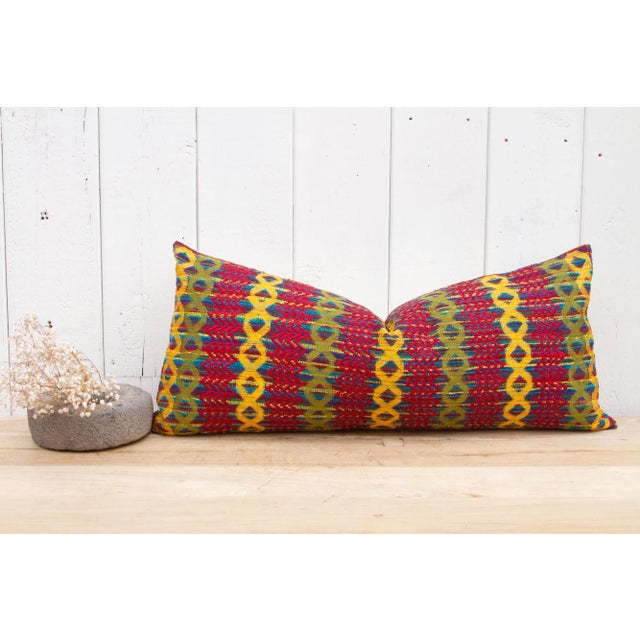 Red Abhi Swati Embroidered Phulkari Pillow Cover For Sale - Image 8 of 9