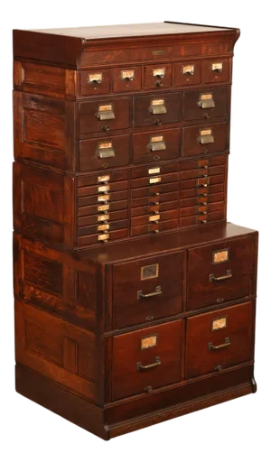Yawman & Erbe Antique Oak Multi-Drawer File Cabinet