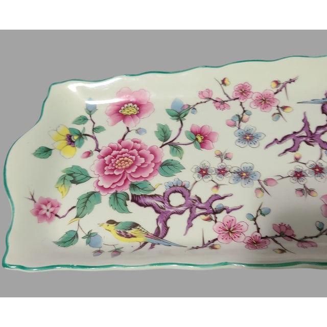 Staffordshire Vintage James Kent Old Foley Staffordshire England Platter Tray Painted Floral For Sale - Image 4 of 6