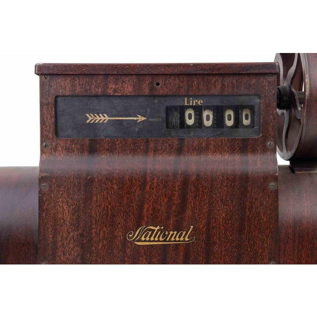 Antique National Cash Register in Mahogany and Brass, Italy, 1930s For Sale - Image 9 of 12