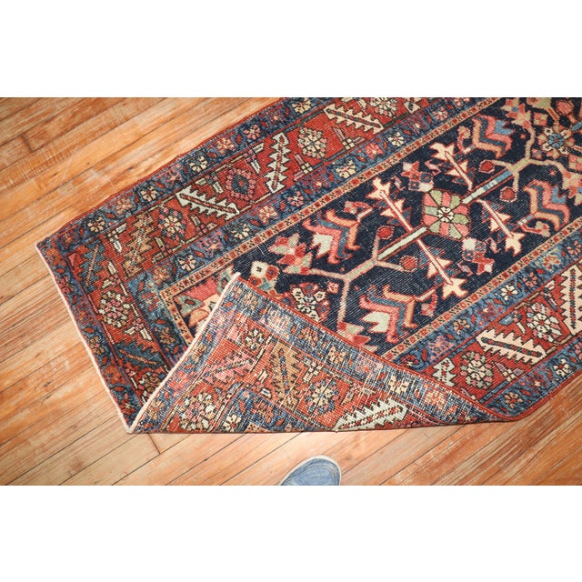 Antique Zabihi Collection Navy Heriz Rug - 2'11" x 5'3" For Sale - Image 4 of 7