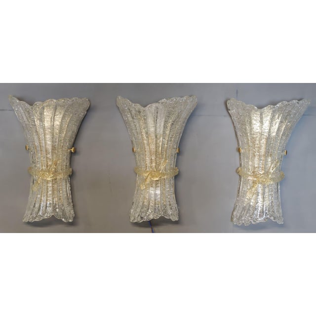 Italian 27/APM Wall Lights in Gold Graniglia Glass from Italamp, 1980s, Set of 3 For Sale - Image 4 of 18