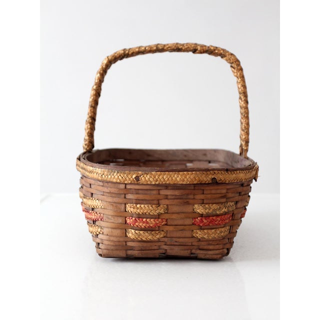 Vintage Woven Gathering Basket For Sale - Image 13 of 14