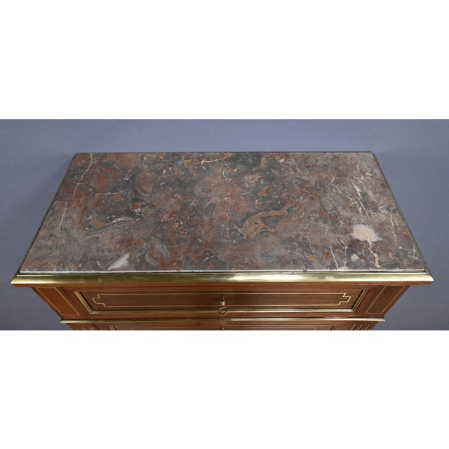 19th Century Napoleon III Louis XVI Mahogany Secretary Desk For Sale - Image 5 of 18