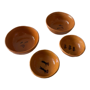 Set of 4 Vintage Mexican Pottery Clay Bowls