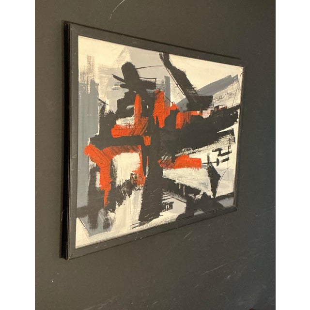 Abstract Vintage Framed Abstract Expressionist Acrylic on Canvas Painting Attributed to Nigel Greaves Style For Sale - Image 3 of 11