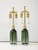 Pair of bottle green crystal glass lamps by Nils Landberg for Orrefors. The lamps have been newly rewired with adjustable...