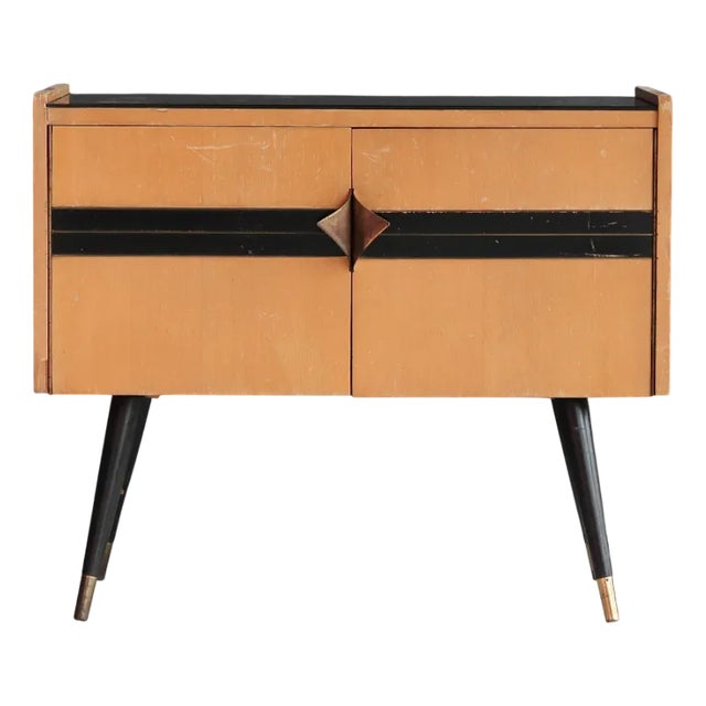 Vintage Bedside or End Table with Glass Top from Diele&Flur, Germany, Late 1950s For Sale