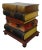 Leather Faux Book Stack Side Table/ Trunk For Sale