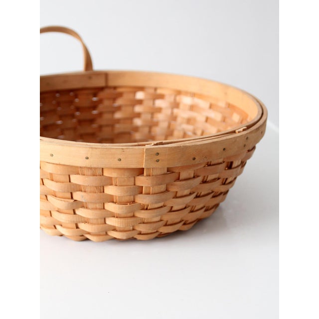 Vintage Handwoven Wood Splint Basket For Sale - Image 10 of 15