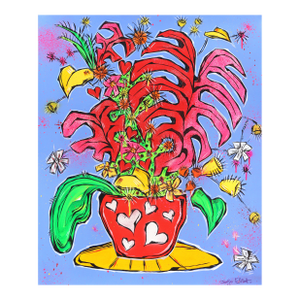 Heart Bloom - Vibrant Contemporary Expressionist Still Life Painting Original Artwork by Jonjo Elliott