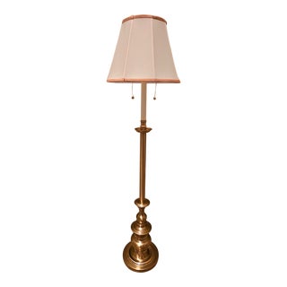 Stiffel Brass Floor Lamp With Stiffel Shade For Sale