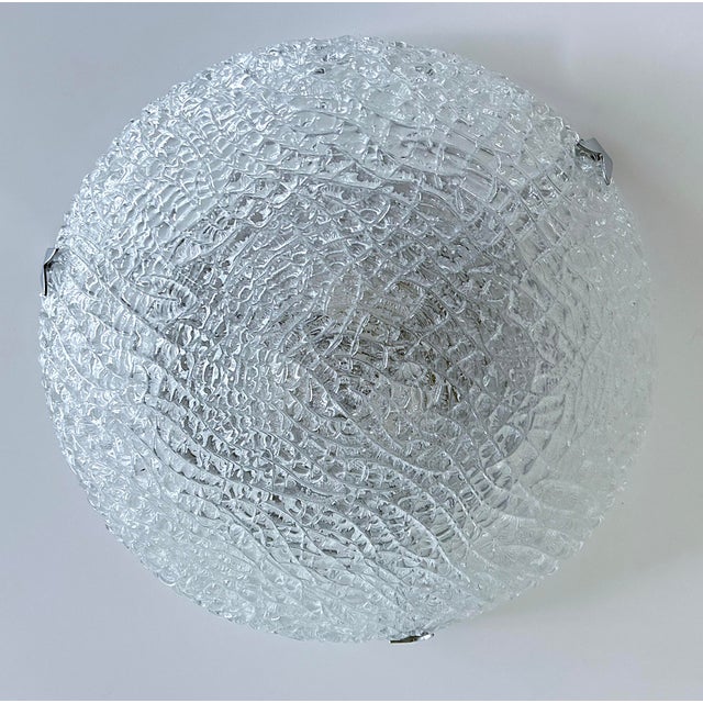 Mid-Century Modern Large Brutalist Glass Flush Mount from Kaiser Leuchten, 1970s For Sale - Image 3 of 11