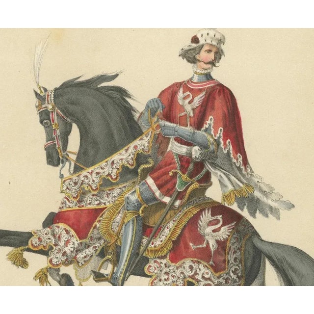 Chivalric Procession in Switzerland The Count of Bregenz and His Banner, 1855, Paper For Sale - Image 4 of 10