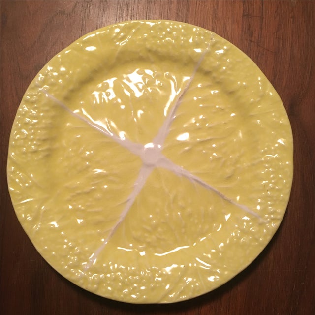 Yellow Majolica Cabbage Leaf Salad Plates 7 Chairish