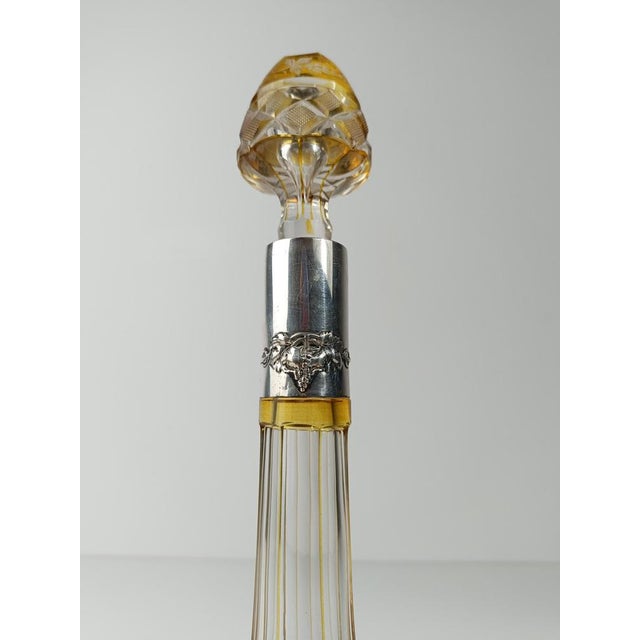 Vintage Spirit Decanter Bottle in Colored Cut Crystal and Embossed Silver, 1930s For Sale - Image 12 of 18
