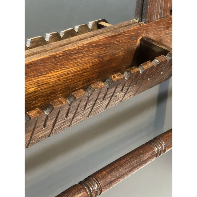 Early 20th Century Early 20th Century Victorian Eastlake Oak Shaving Mirror With Towel Bar For Sale - Image 5 of 10