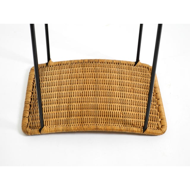 Mid-Century Modern Rattan Stool with Black Iron Frame, 1950s For Sale - Image 16 of 18
