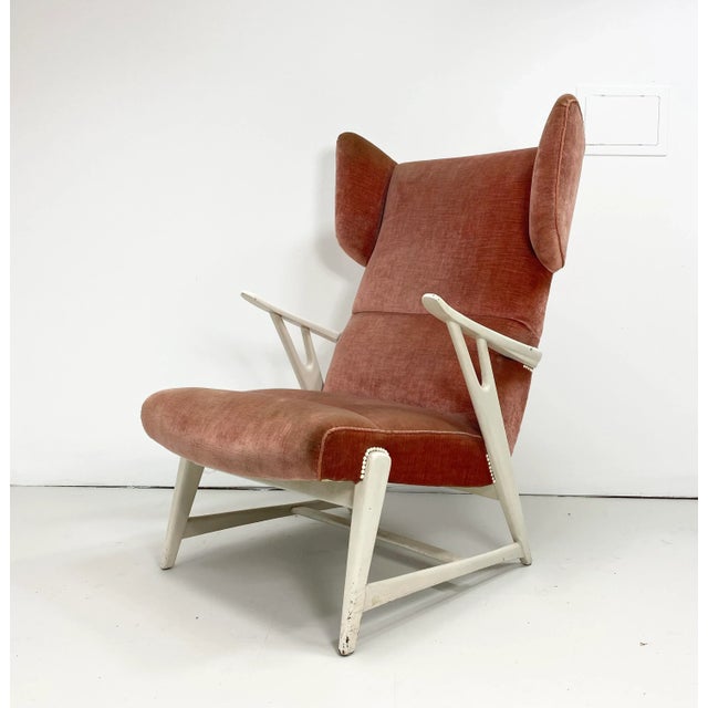Wood 1950’s European Angular Wingback Chair For Sale - Image 7 of 7
