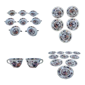 Early 20th Century Mason's Ironstone Mandarin Bowls, Salad Plates, Saucer Plates & Cups - 23 Pieces
