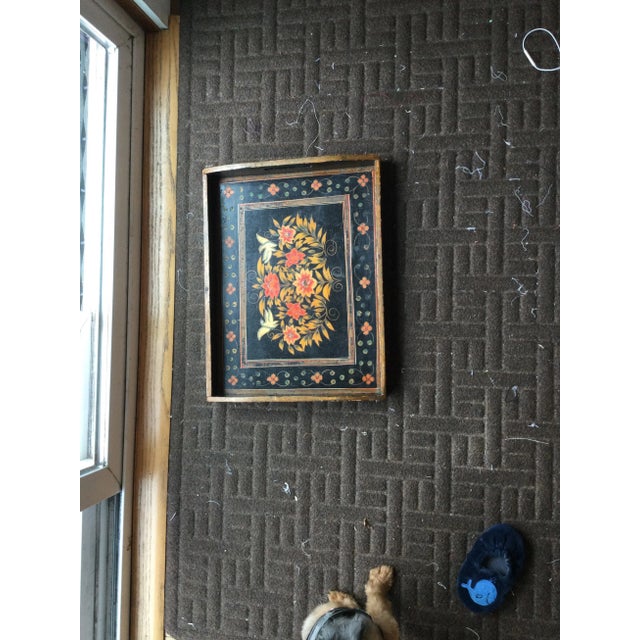 This beautiful painted wooden serving tray is a must for any elegant dinner party