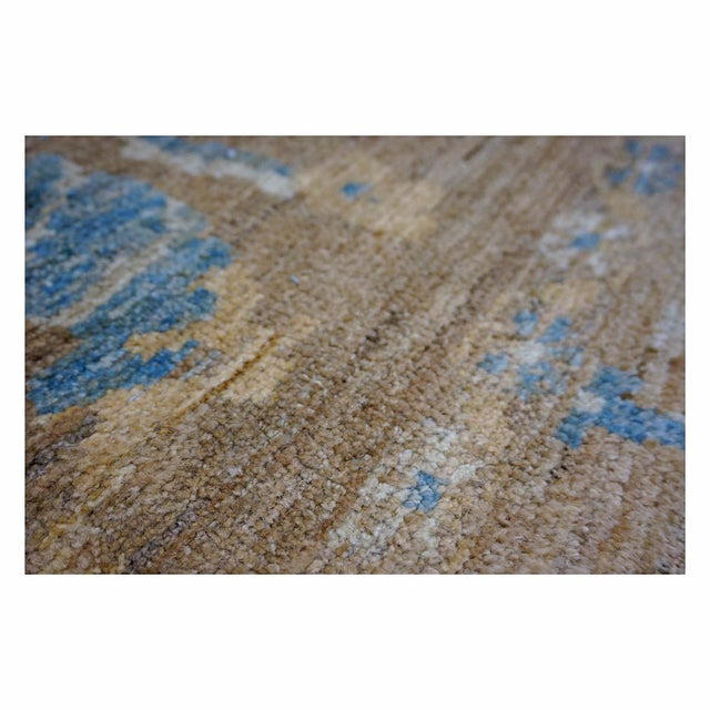 Persian Sultanabad Wool 10 x 20 Taupe, Ivory & Light Blue Handmade Gallery Area Rug #1141324