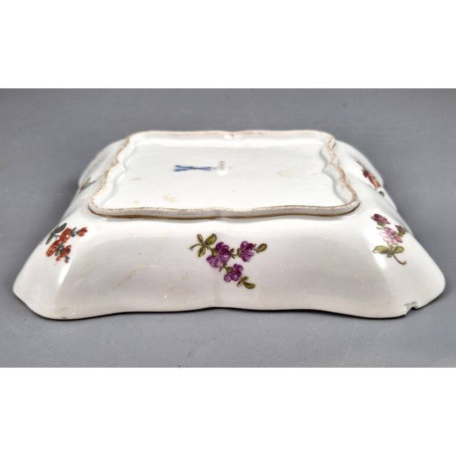 Porcelain Square Dish with Watteau Scenes and Black Ground from Meissen, 1850 For Sale - Image 10 of 13