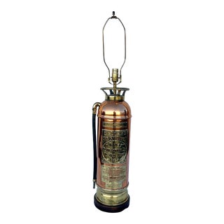 Antique Polished Brass and Copper Repurposed Fire Extinguisher Lamp For Sale