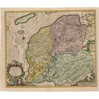Antique Map of Friesland and Terschelling with Inset Isles attributed to Visscher II, 1670 For Sale