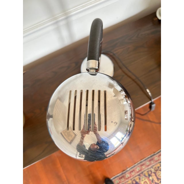French Mid-Century Chrome and Adjustable Plastic Arm Desk Lamp For Sale - Image 4 of 12