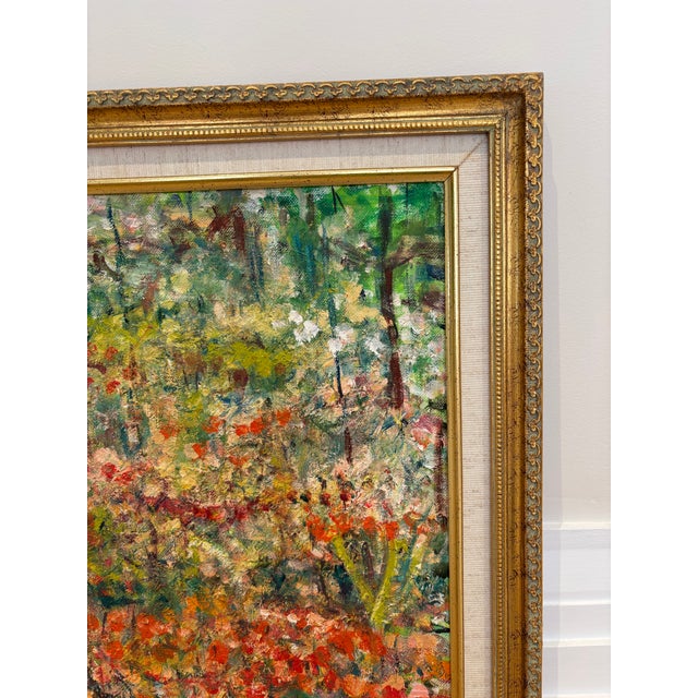 1940s Impressionist Colorful Flower Botanical Garden Oil Painting, Framed, Signed M. Epstein, Dated 1943 For Sale - Image 5 of 8