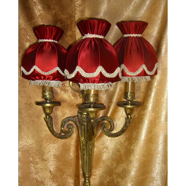 Baroque Napoleon III Wall Lights in Brass, 1890s, Set of 2 For Sale - Image 3 of 8