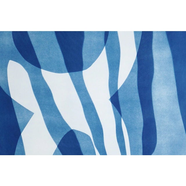 Abstract 2025, Abstract Bold Marine Shapes, Unique Monotype Cyanotype of Watercolor Paper of "Marine Fauna" by Kind of Cyan For Sale - Image 3 of 8