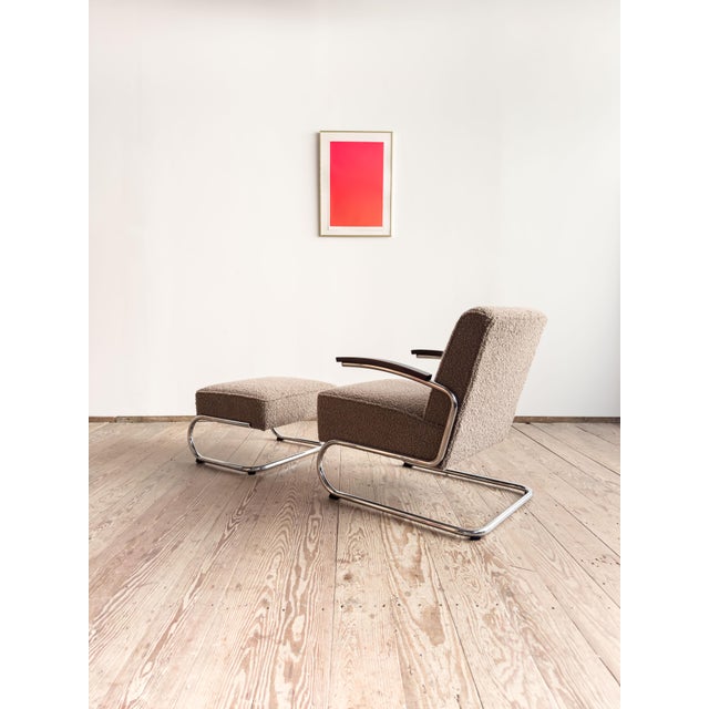 Set of Model 411 Cantilever Lounge Chair and Ottoman from Thonet, Germany, 2000s For Sale - Image 6 of 18