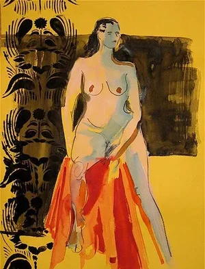 Nude #159 by Gretchen Kelly, Original Figurative Mixed Media Painting With Stencil