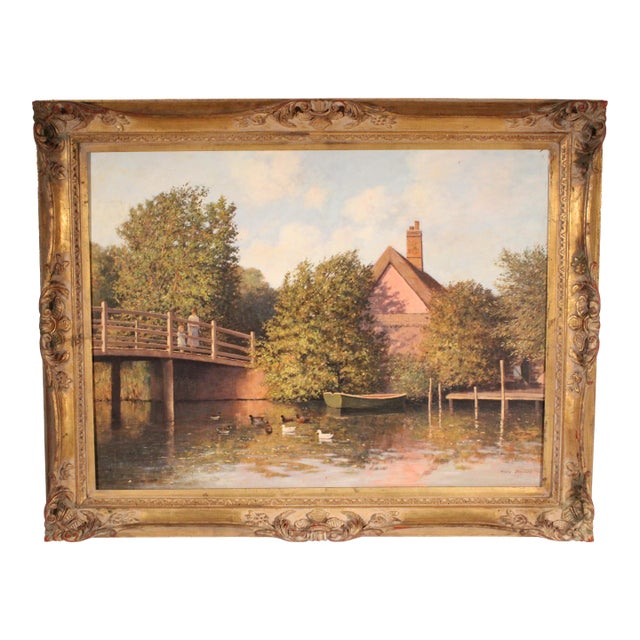 1980s Painting by Tony Johnson (Born 1941) Titled "Lakeside" For Sale