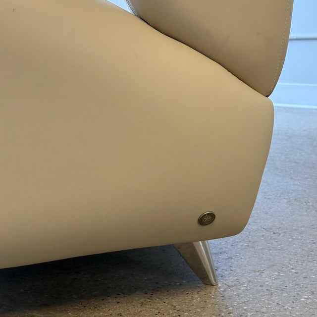 Animal Skin Fiftyish Wingback Leather Sofa by Vladimir Kagan for American Leather For Sale - Image 7 of 8