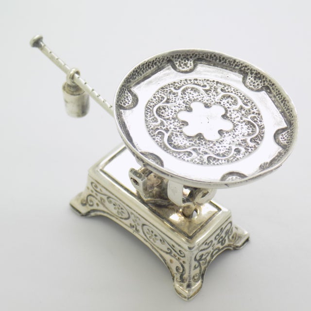 Silver Vintage Italian Handmade Genuine Sterling Silver Large Apothecary Pharmacy Balance Figurine For Sale - Image 8 of 12