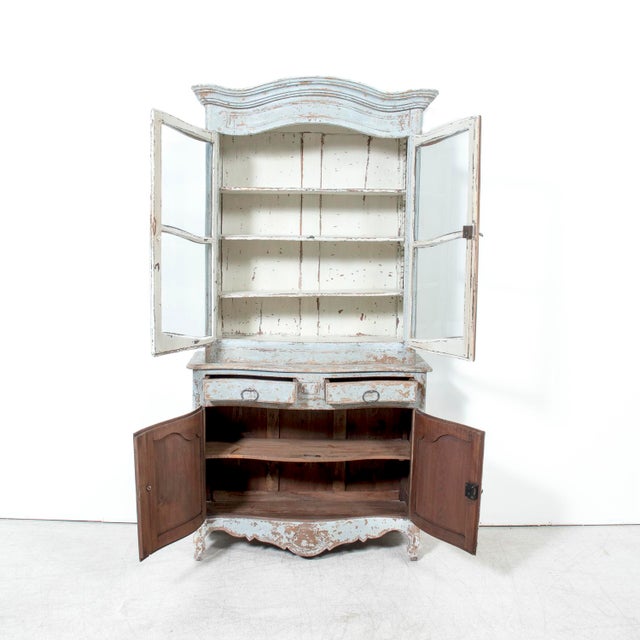 Early 19th Century Early 19th Century French Country Louis XV Style Painted Buffet Duex Corps or Bookcase For Sale - Image 5 of 18