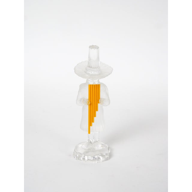 Orange 20th Century Saint-Louis French Crystal Figure of a Pan Playing the Panpipes For Sale - Image 8 of 8